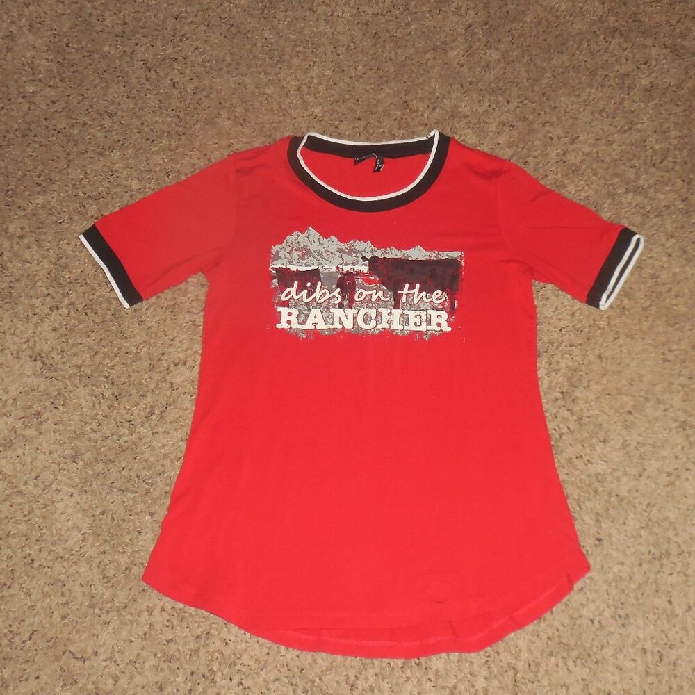 Cruel Girl Red Dibs on the Rancher Tee T-Shirt S M